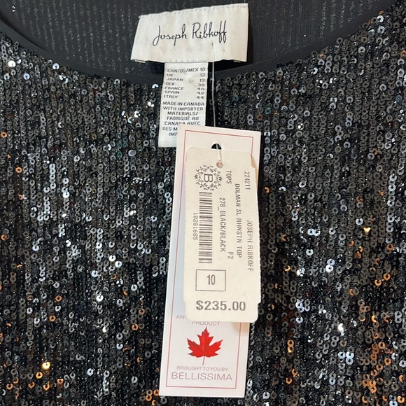 BNWT Joseph Ribkoff black Sequin Top size 10 $235 - Picture 2 of 4